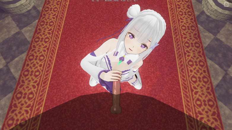H3DC: 3D HENTAI. Emilia te masturba la polla y se toca...