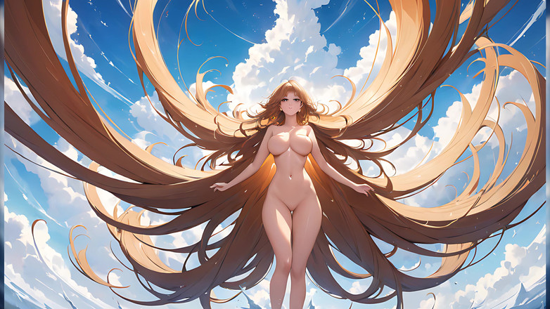 LustRender: Nude Muse Among Giant Brushes Painting the Sky - Artistic Ai...