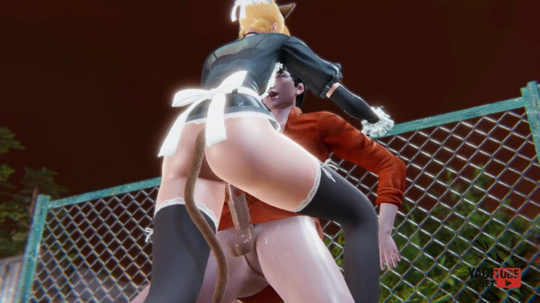 Yaoitube: Yaoi - sexy criada gato femboy es follada en público