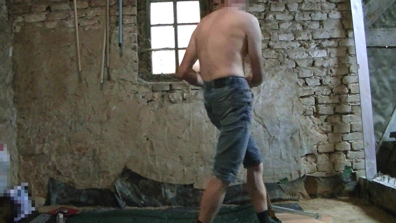 Mark Hannes: Masturbare cu futai în stand fleshlight