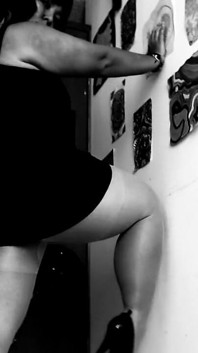 Silent Cinema and Black and White Vintage Girl Seducing You with Stockings, Dress and Heels