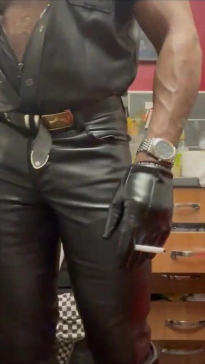 Black Muscle: Black Leather Smoke &amp; BBC Bate &amp; Cum Deload Scenes
