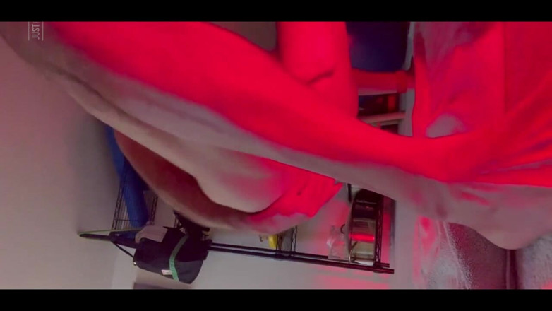 Guy Grey: Red Light Therapy Strip Stroke Cum on Dildo
