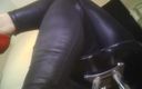 MisS Angel: Playing in Black Thight Pants Slomo Thick Calves Shake and...