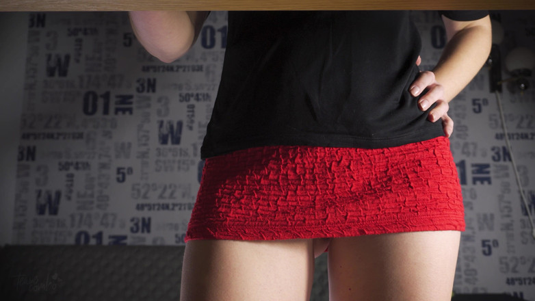 Teasecombo 4K: Under skirt white panties flashing from the front