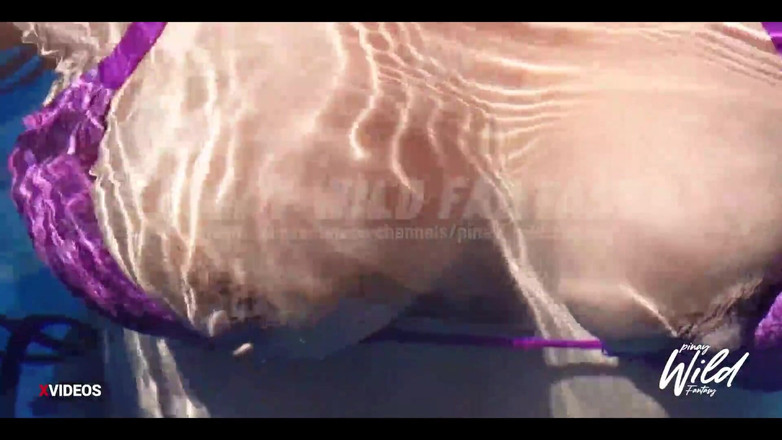 PinayWildHotCouple: 丰满的菲律宾女郎在泳池里炫耀她的大奶子