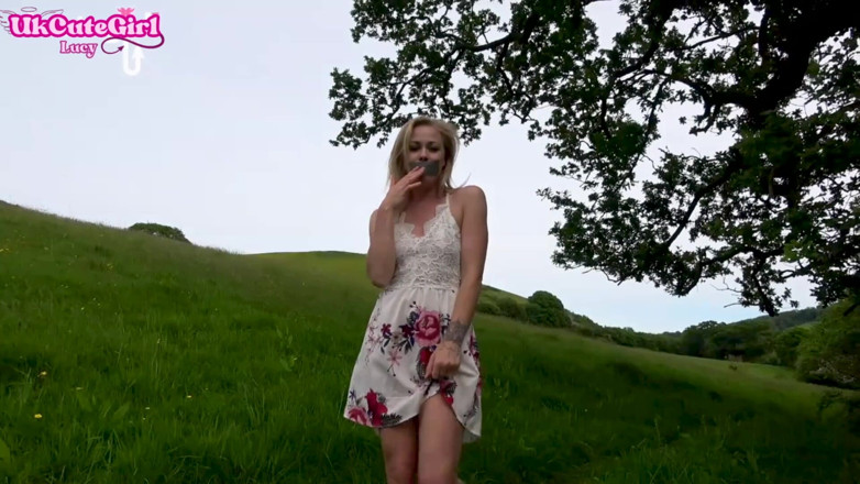 UKCuteGirl Lucy Lauren: Countryside Walk with Cum Soaked Knickers Taped in Mouth