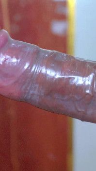 Closeup- Desi Bhabhi Condom Blowjob! Cum in Condom with Red Lipstic