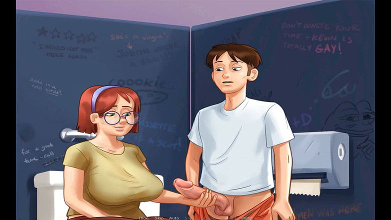 Hentai World: Summertime saga - कॉलेज के टॉयलेट में खूबसूरत विशालकाय महिला judith लंड को झटका