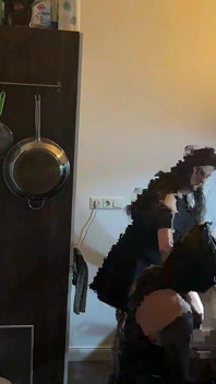Dominant MILF Stretches Latex Sub's Ass Wide in Kitchen