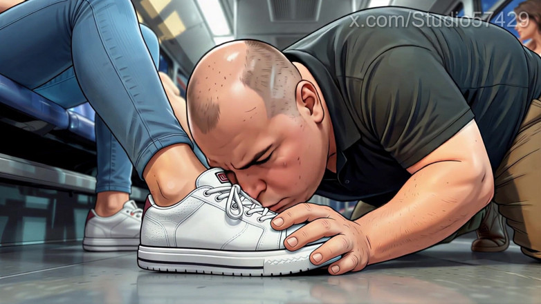Studio 57429: Shoe Pervert Licks Women's Shoes on a Crowded Bus