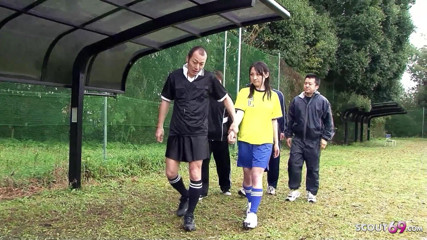 Asian porn collection: Skinny Japan teen filmed in gangbang after soccer game