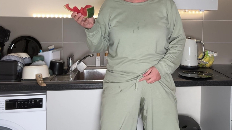 Emma Voyeur: Juicy Watermelon Mess - Soaking Wet Pants Surprise!