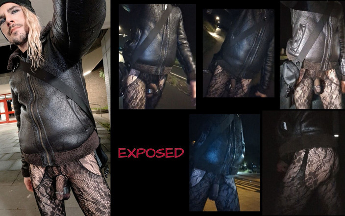 kinkygaynudist: Exposed: Strutting Outside in a Fishnet Bodysuit