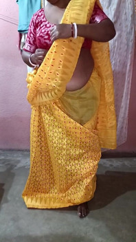Yellow Saree Dropping Solo Sfw