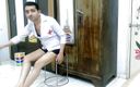 Cute &amp; Nude Crossdresser: Hot sissy crossdresser femboy Sweet Lollipop teaching Yoga in a...