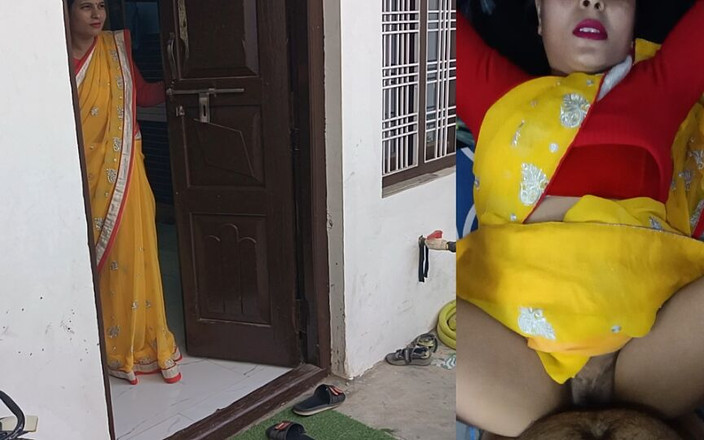 Pyaripooja22: ドアのところに立つ美しい義姉は、義兄に抱かれるのを待っている。