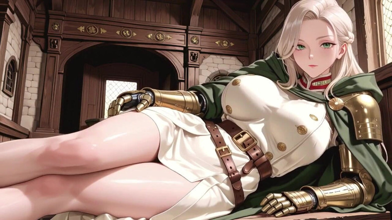 Tay Swift X: Siang ksatria rambut pirang! Green Uniform Golden Mechanical Arms, Lazily...