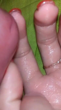 My Stepsister's Hand Is Covered in Precum and Then Thick Cum