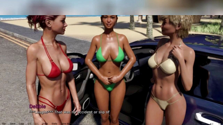3DXXXTEEN2 Cartoon: Three hot girls in one car. 3D porn cartoon sex
