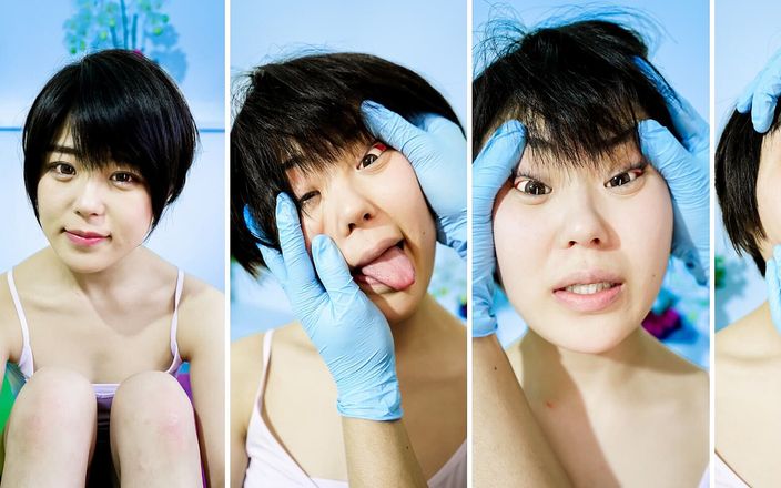 Japan Fetish Fusion: Tsugumis flexible show: Spielzeit mit blauen Handschuhen