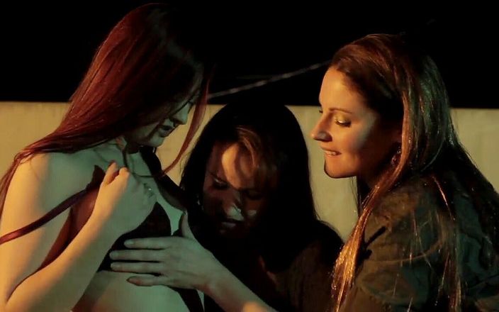 Lesbian Illusion: Three young lesbians filmed in a parking