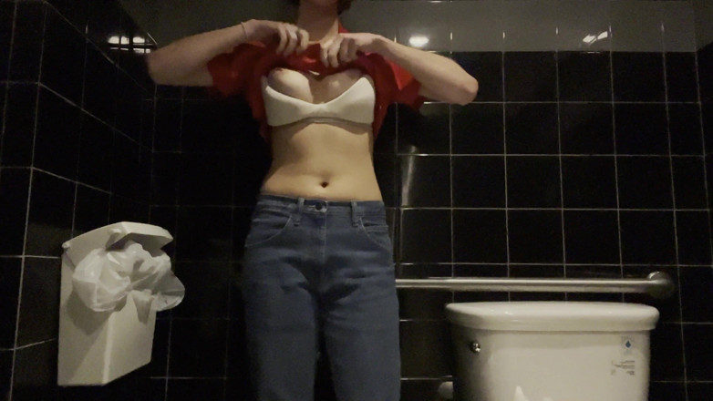 Breezy Sweet: Waitress Makes Herself Cum in Restaurant Bathroom