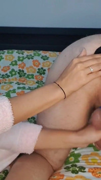 Girl Fucks Man in the Ass with a Huge Black Butt Plug While Giving a Fast Handjob