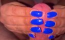 Latina malas nail house: Bright blue nails with a footjob finish