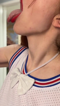 Kim Bluestone Spit Fetish Mouth Fetish Drooling Into a Glass Clear Shot Glass so You Can See Me Drool and Suck