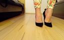 High Heels Kingdom: Crossdresser Walking in Sexy Black Suede Pointed Toe High Heels...