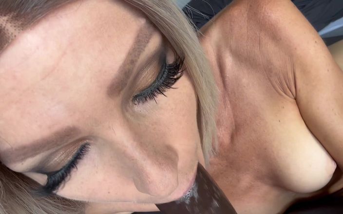 Elaina Button: Petite Mature Blonde MILF Big Black Cock BBC Blowjob