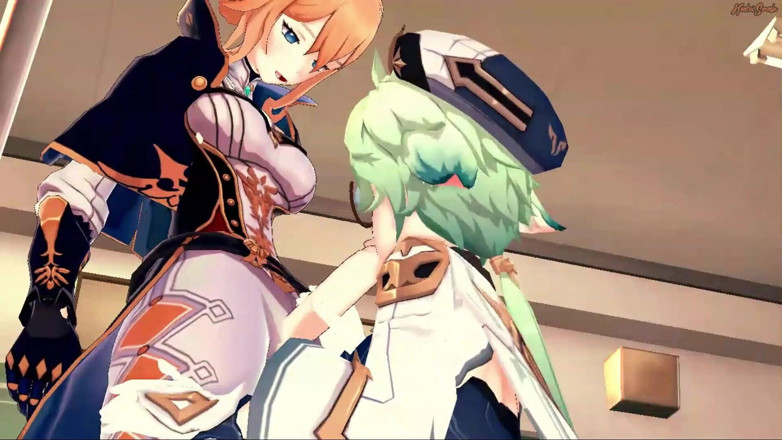 Hentai Smash: Futa Jean fucks Sucrose on a table and cums on...