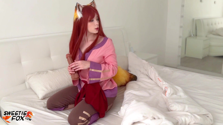 Sweetie Fox: Busty hottie cosplay Holo and Spice and masturbates wet pussy...