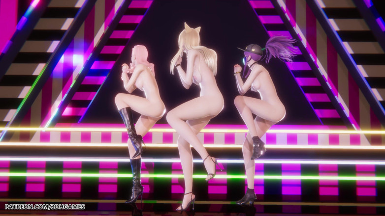 3D-Hentai Games: Mmd Babymonster - Batter up Ahri Evelynn Akali Sexy Naked Dance...