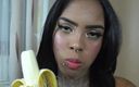 Solo Austria: Ebony teen banana eating!