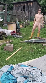 Naked in the Garden: Dirty Handjob in the Pool