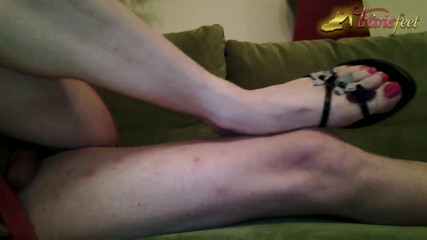 Trans and Cross-Dressers Feet: Tranny in red dress and red feet nails cuddle her...