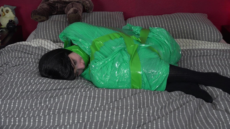 Restricting Ropes: Green tape bondage