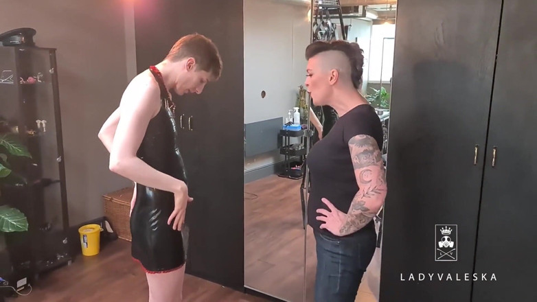Lady Valeska: Fucked When Caught Wearing Girlfriends Latex Dress
