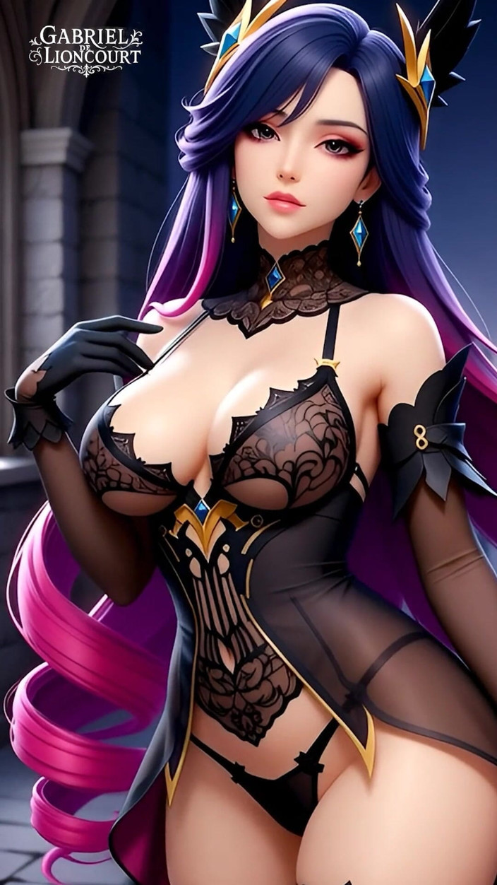 Gabriel de Lioncourt AI: Hentai Gothic Girls with Dyed Hair Showing off Their Big...