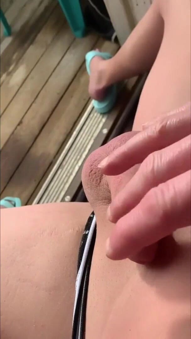Lehassex: Smooth sexy femboy, under the sun on the balcony, plays...