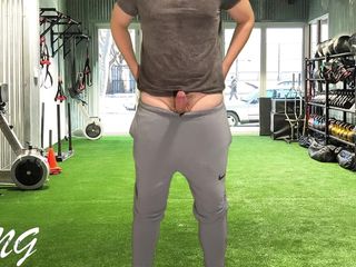 Lucas Nathan King: Public Dick Flash and Cum in Pants in the Gym