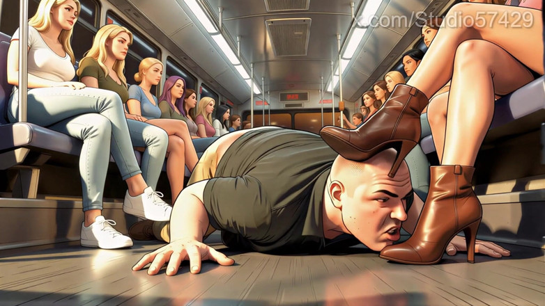Studio 57429: Shoe Pervert Licks Women's Shoes on a Crowded Bus