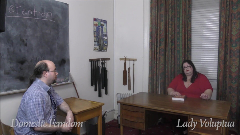 Domestic femdom: Headmistress keeps perv teacher in line