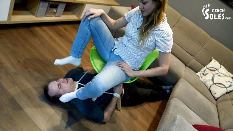 Czech Soles - foot fetish content: Tied up and made to smell Megan's socks - part 1