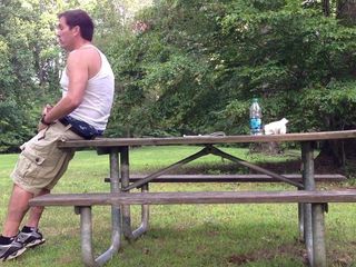 Tjenner: Outdoor Park Jerking off and Cumming in the Picnic Area