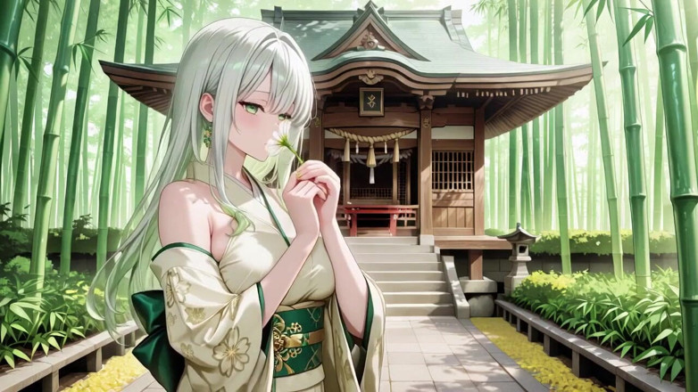 Tay Swift X: Silver-haired Shrine Maiden Secrets! Languidly Reclining in a Red Corridor,...