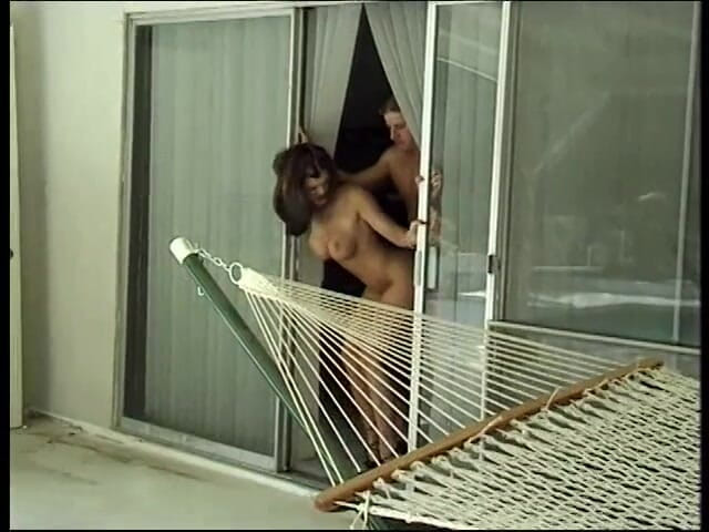 Group Bang: Gorgeous Brunette Gets Pounded Doggy Style Poolside