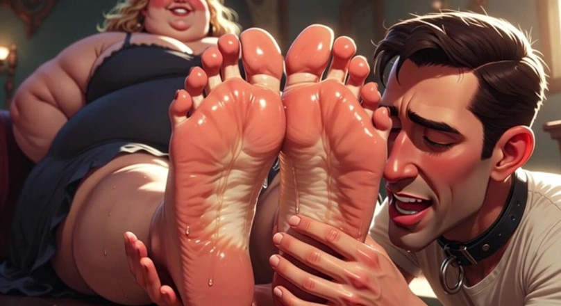 YOUR BEST FANTASY: Submissive Men Licking Sweaty Feet of Fat SSBBW - Compilation